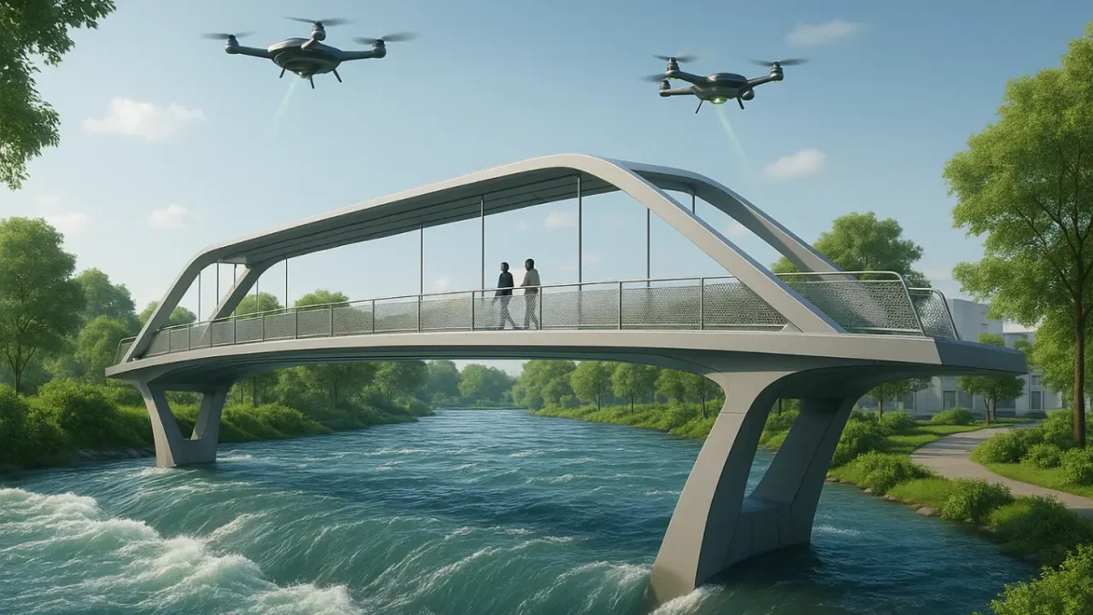 Jembatan Pejalan Ringan: Desain Ringkas Tahan Banjir dengan Inspeksi Drone Berkala
