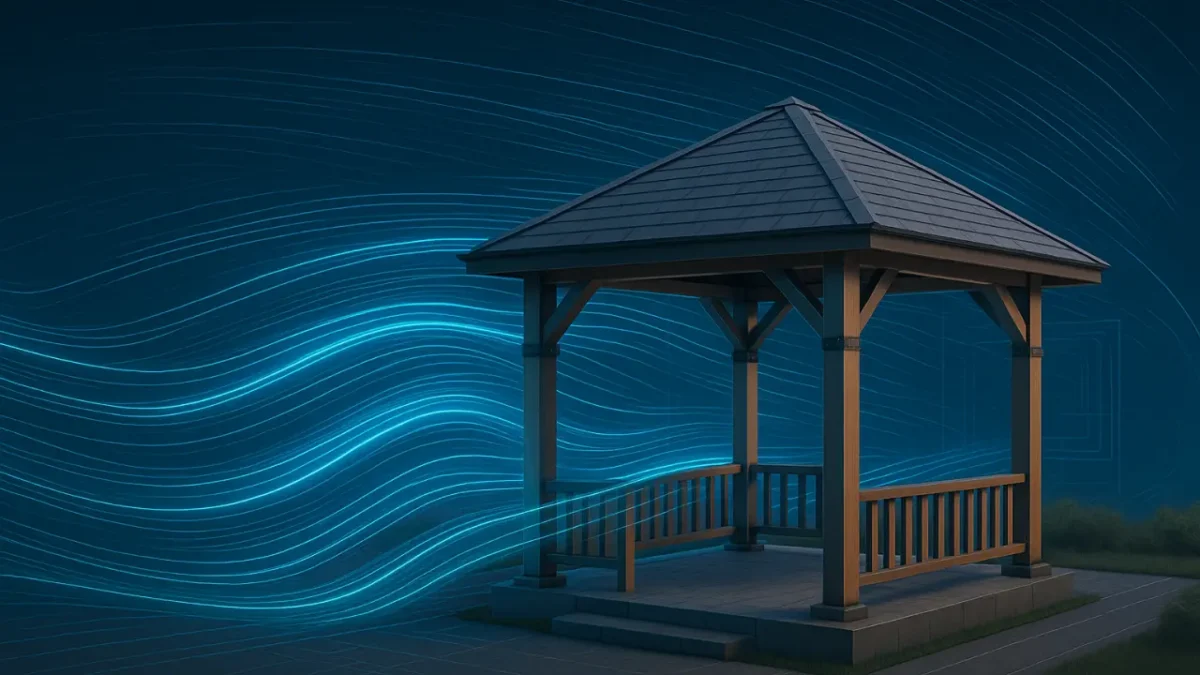 Gazebo Tahan Badai: Material Laminated, Sambungan Baja, dan Uji Angin Digital