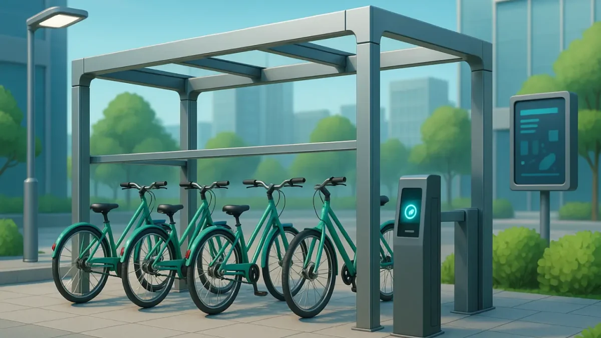Stasiun Sepeda Publik: Rangka Baja Modular dan Sistem Pembayaran Tanpa Tunai